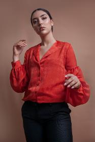 Coquelicot Red Printed Shirt