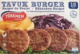E400 : Turkmène 18 burger de poulet 1170gr (8 pc par colis)