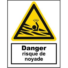 Panneau danger risque de noyade A3