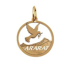 Médaille du Mont Ararat avec colombe en or jaune 18 carats 1.46 gramme