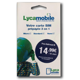 Carte Sim Lycamobile Pass National M 14.99€