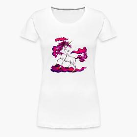 Cheval licorne blanc et violet T-shirt Premium Femme