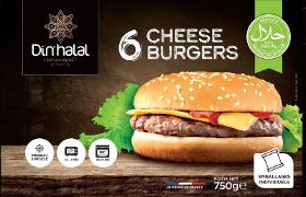 E720 : Din'Halal Cheeseburger 6x125gr 750gr (6pc par colis)