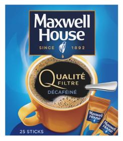 CAFE MAXWELL HOUSE QUALITE FILTRE 25 STICKS DECAFEINE