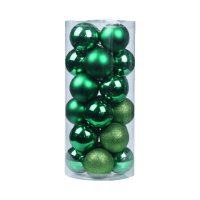 Lot de 24 boules de Noël standard - Vert foncé 6 cm