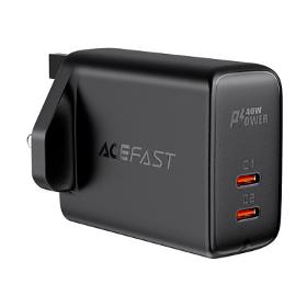 Chargeur mural Acefast (prise UK) 2x USB Type C 40W, PPS, PD, QC 3.0, AFC, FCP 
