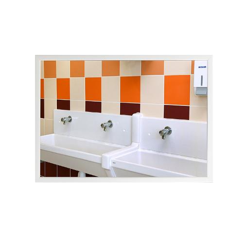 Miroir sanitaire plat Plexi+ - Cadre MBF laqué blanc