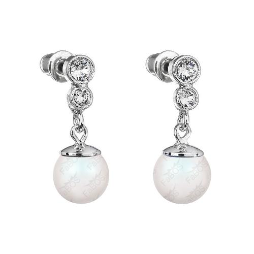 Boucles Perles Blanc Nacr - Cristaux SWAROVSKI