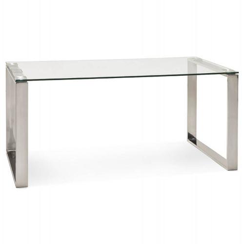 Bureau droit table design INGRID en verre et acier
