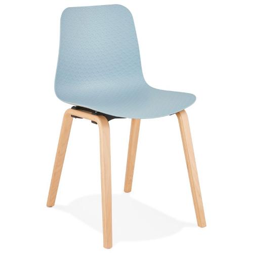 Chaise design scandinave pied bois SANDY (bleu ciel)