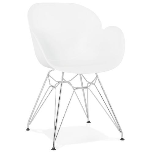 Chaise design industriel TOM pied métal (blanc)