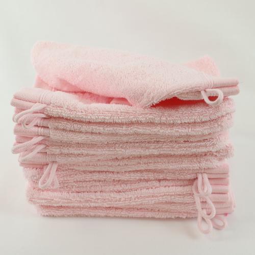 Lot de 12 gants de toilette rose coton bouclette éponge FLEUR