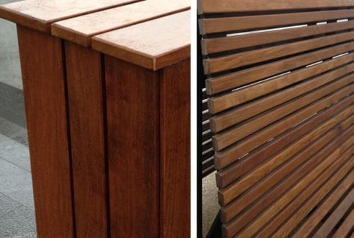 Eléments de mobiliers urbains en bois