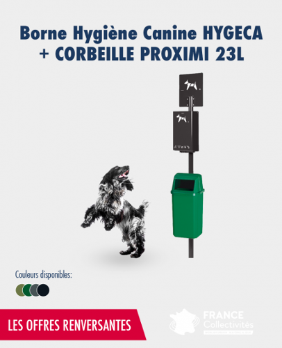 Promo Borne Hygiène Canine Hygeca + Corbeille Proximi 23L