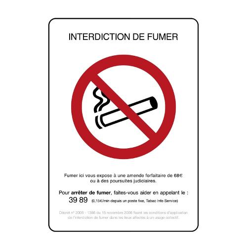 Panneau d'interdiction de fumer A4