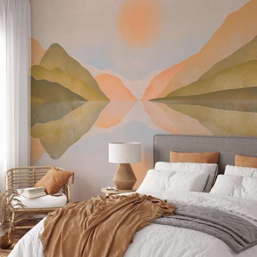 Papier peint panoramique et moderne avec paysage de montagnes