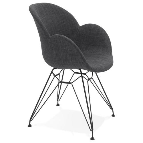 Chaise design industriel TOM en tissu pied métal noir (gris)