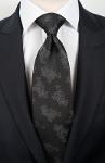 Cravate noir à motifs cachemire + pochette assortie