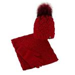 Ensemble hiver : bonnet, écharpe, gants avec pompon