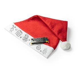 Bonnet de Noël enfant en polyester à colorier