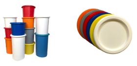 Baquets ronds alimentaires empilables avec code couleur