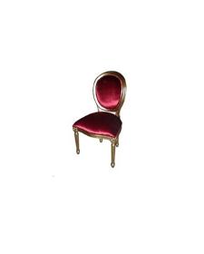 Chaise médaillon bois doré et velours rouge
