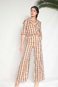 Wide Leg Checked Pant