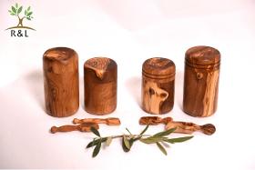 Porte épices en bois d'olivier avec filetage