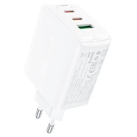 Chargeur rapide Acefast GaN (2x USB-C / USB-A) PPS / PD / QC4+ 65W blanc (A41)
