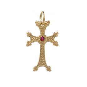 Croix arménienne rubis et or 750/1000 18 carats 1,85 gramme
