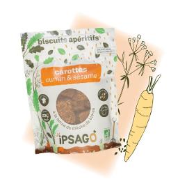Biscuits apéritifs carottes, cumin, sésame 