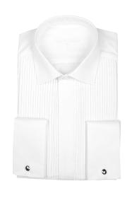 Chemise de cérémonie blanche à petit col avec plastron